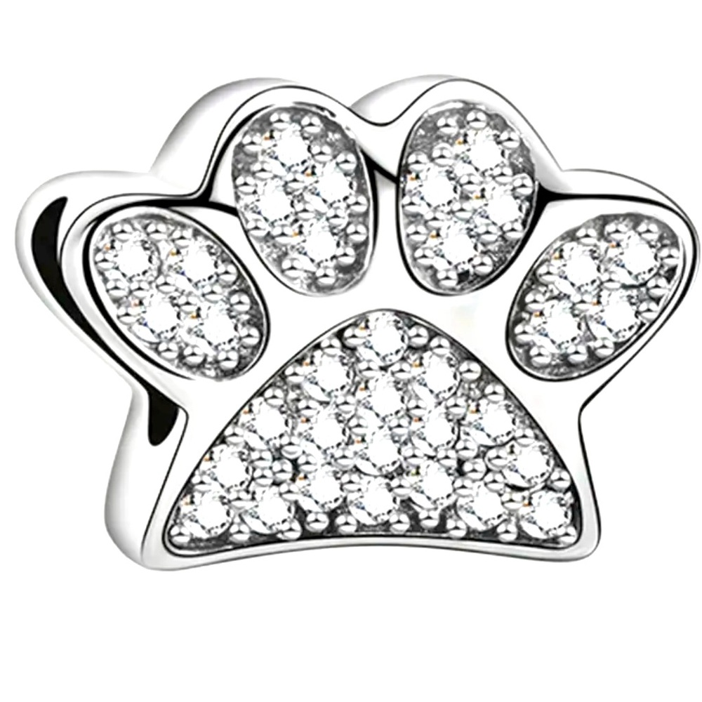 925 sterling silver cubic zirconia paw puppy kitty NWT